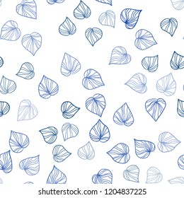 Dark BLUE vector seamless doodle background with leaves. Colorful illustration in doodle style with leaves. Pattern for design of fabric, wallpapers.