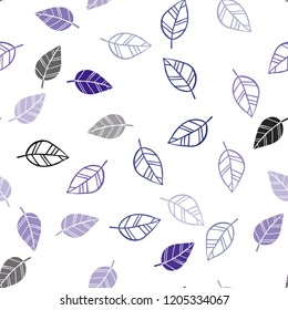 Dark BLUE vector seamless doodle template with leaves. Blurred decorative design in Indian style with leaves. Trendy design for wallpaper, fabric makers.