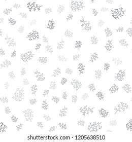 Dark BLUE vector seamless doodle pattern with leaves, branches. Decorative design in Indian style on white background. Pattern for trendy fabric, wallpapers.