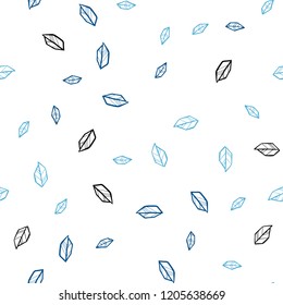 Dark BLUE vector seamless doodle background with leaves. Creative illustration in blurred style with leaves. Pattern for trendy fabric, wallpapers.