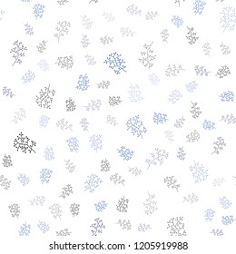 Dark BLUE vector seamless doodle layout with leaves, branches. Leaves and branches with gradient on white background. Pattern for trendy fabric, wallpapers.