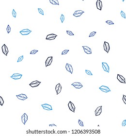 Dark BLUE vector seamless doodle texture with leaves. An elegant bright illustration with leaves in Natural style. Texture for window blinds, curtains.