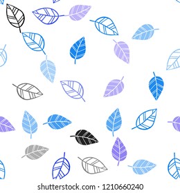 Dark BLUE vector seamless doodle template with leaves. An elegant bright illustration with leaves in Natural style. Pattern for design of fabric, wallpapers.