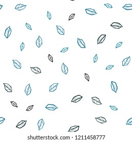 Dark BLUE vector seamless doodle pattern with leaves. Colorful illustration in doodle style with leaves. Design for textile, fabric, wallpapers.