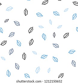 Dark BLUE vector seamless doodle layout with leaves. New colorful illustration in doodle style with leaves. Pattern for design of fabric, wallpapers.