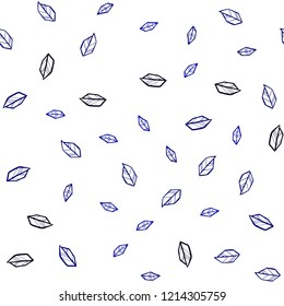 Dark BLUE vector seamless doodle pattern with leaves. Shining colored illustration with leaves in doodle style. Template for business cards, websites.