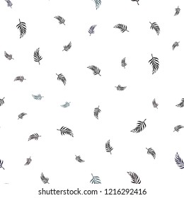 Dark BLUE vector seamless doodle layout with leaves. Shining colored illustration with leaves in doodle style. Pattern for design of window blinds, curtains.
