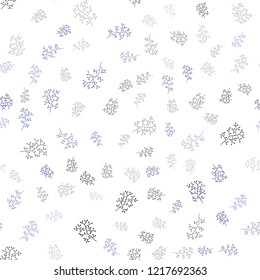 Dark BLUE vector seamless doodle background with leaves, branches. Colorful illustration in doodle style with leaves, branches. Pattern for trendy fabric, wallpapers.
