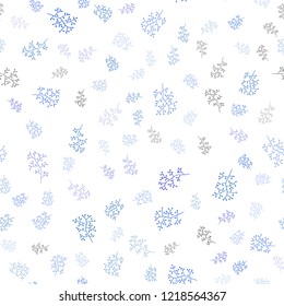 Dark BLUE vector seamless doodle background with leaves, branches. Shining colored illustration with leaves and branches. Pattern for trendy fabric, wallpapers.