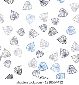 Dark BLUE vector seamless doodle background with leaves. leaves on elegant natural pattern with gradient. Pattern for design of window blinds, curtains.