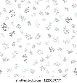Dark BLUE vector seamless doodle pattern with leaves, branches. Modern abstract illustration with leaves and branches. Pattern for design of window blinds, curtains.