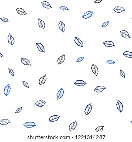Dark BLUE vector seamless doodle pattern with leaves. An elegant bright illustration with leaves in Natural style. Pattern for design of fabric, wallpapers.