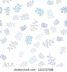 Dark BLUE vector seamless doodle layout with branches. Shining colored illustration with leaves and branches. Pattern for trendy fabric, wallpapers.
