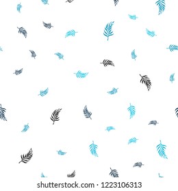 Dark BLUE vector seamless doodle pattern with leaves. A vague abstract illustration with leaves in doodles style. Pattern for design of window blinds, curtains.