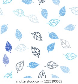 Dark BLUE vector seamless doodle pattern with leaves. Colorful illustration in doodle style with leaves. Pattern for design of fabric, wallpapers.