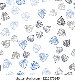 Dark BLUE vector seamless doodle template with leaves. Colorful illustration in doodle style with leaves. Design for textile, fabric, wallpapers.