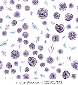 Dark BLUE vector seamless doodle background with leaves and flowers. Abstract illustration with leaves, flowers in doodles style. Template for business cards, websites.