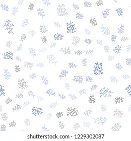 Dark BLUE vector seamless doodle pattern with leaves, branches. Doodle illustration of leaves and branches in Origami style. Trendy design for wallpaper, fabric makers.