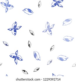 Dark BLUE vector seamless doodle pattern with leaves. leaves on elegant natural pattern with gradient. Template for business cards, websites.
