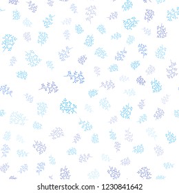Dark BLUE vector seamless doodle background with leaves, branches. Illustration with doodles on abstract template. Pattern for design of window blinds, curtains.
