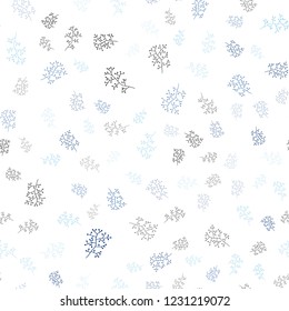 Dark BLUE vector seamless doodle background with leaves, branches. An elegant bright illustration with leaves and branches. Pattern for trendy fabric, wallpapers.