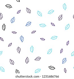 Dark BLUE vector seamless doodle background with leaves. Decorative illustration with doodles on abstract template. Pattern for design of fabric, wallpapers.