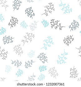 Dark BLUE vector seamless doodle backdrop with branches. Brand new colored illustration with leaves and branches. Pattern for trendy fabric, wallpapers.