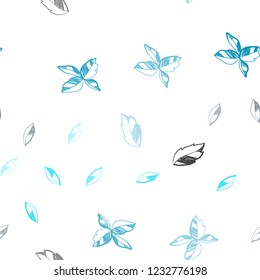 Dark BLUE vector seamless doodle pattern with leaves. Brand new colored illustration in blurry style with leaves. Trendy design for wallpaper, fabric makers.