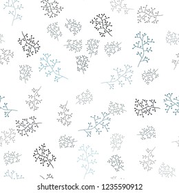 Dark BLUE vector seamless doodle texture with branches. Illustration with doodles on abstract template. Pattern for trendy fabric, wallpapers.