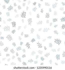 Dark BLUE vector seamless doodle backdrop with leaves, branches. Brand new colored illustration with leaves and branches. Pattern for design of window blinds, curtains.