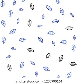 Dark BLUE vector seamless doodle layout with leaves. New colorful illustration in doodle style with leaves. Texture for window blinds, curtains.