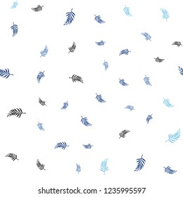 Dark BLUE vector seamless doodle background with leaves. Shining colored illustration with leaves in doodle style. Pattern for design of fabric, wallpapers.