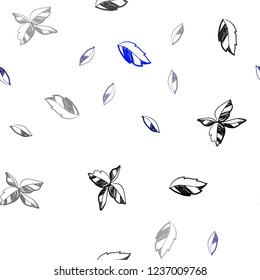 Dark BLUE vector seamless doodle background with leaves. Doodle illustration of leaves in Origami style with gradient. Design for textile, fabric, wallpapers.