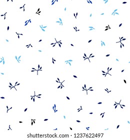 Dark BLUE vector seamless doodle pattern with leaves. New colorful illustration in doodle style with leaves. Pattern for trendy fabric, wallpapers.