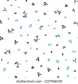 Dark BLUE vector seamless doodle background with leaves. leaves on elegant natural pattern with gradient. Pattern for trendy fabric, wallpapers.