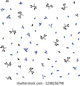 Dark BLUE vector seamless doodle background with leaves. Colorful illustration in doodle style with leaves. Pattern for trendy fabric, wallpapers.