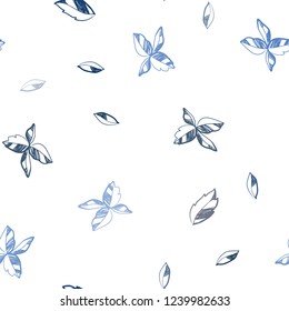 Dark BLUE vector seamless doodle background with leaves. Colorful illustration in doodle style with leaves. Pattern for trendy fabric, wallpapers.
