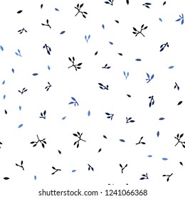 Dark BLUE vector seamless doodle backdrop with leaves. New colorful illustration in doodle style with leaves. Trendy design for wallpaper, fabric makers.