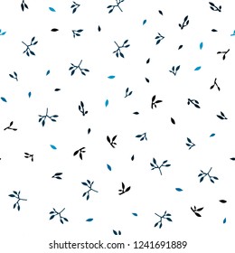 Dark BLUE vector seamless doodle backdrop with leaves. Decorative illustration with doodles on abstract template. Pattern for design of fabric, wallpapers.