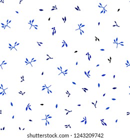 Dark BLUE vector seamless doodle backdrop with leaves. Shining colored illustration with leaves in doodle style. Trendy design for wallpaper, fabric makers.