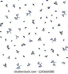 Dark BLUE vector seamless doodle background with leaves. Colorful abstract illustration with leaves in doodle style. Template for business cards, websites.