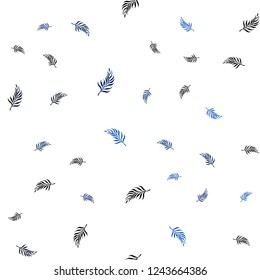 Dark BLUE vector seamless doodle layout with leaves. leaves on elegant natural pattern with gradient. Template for business cards, websites.