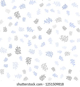 Dark BLUE vector seamless doodle pattern with leaves, branches. Brand new colored illustration with leaves and branches. Pattern for design of window blinds, curtains.
