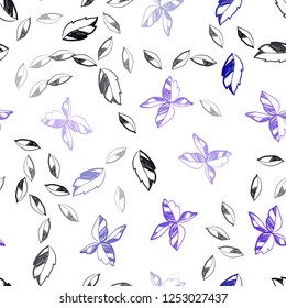 Dark BLUE vector seamless doodle layout with leaves. New colorful illustration in doodle style with leaves. Trendy design for wallpaper, fabric makers.