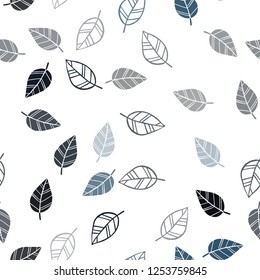 Dark BLUE vector seamless doodle texture with leaves. Colorful abstract illustration with leaves in doodle style. Pattern for trendy fabric, wallpapers.