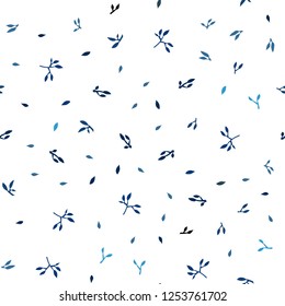 Dark BLUE vector seamless doodle template with leaves. An elegant bright illustration with leaves in Natural style. Design for textile, fabric, wallpapers.