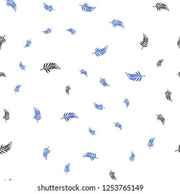 Dark BLUE vector seamless doodle pattern with leaves. Decorative illustration with doodles on abstract template. Template for business cards, websites.