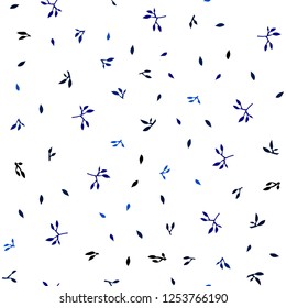 Dark BLUE vector seamless doodle pattern with leaves. leaves on elegant natural pattern with gradient. Pattern for design of fabric, wallpapers.