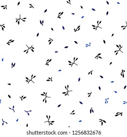 Dark BLUE vector seamless doodle pattern with leaves. Creative illustration in blurred style with leaves. Pattern for design of fabric, wallpapers.