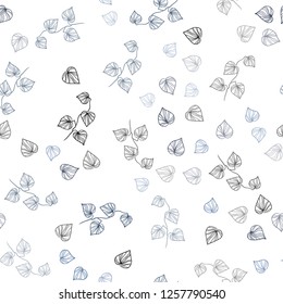 Dark BLUE vector seamless doodle background with leaves. Modern geometrical abstract illustration with leaves. Trendy design for wallpaper, fabric makers.